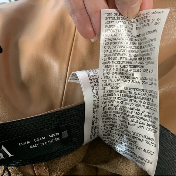 Zara NWOT soft supple vegan leather camel legging pants with side zipper. Size M - Picture 14 of 14